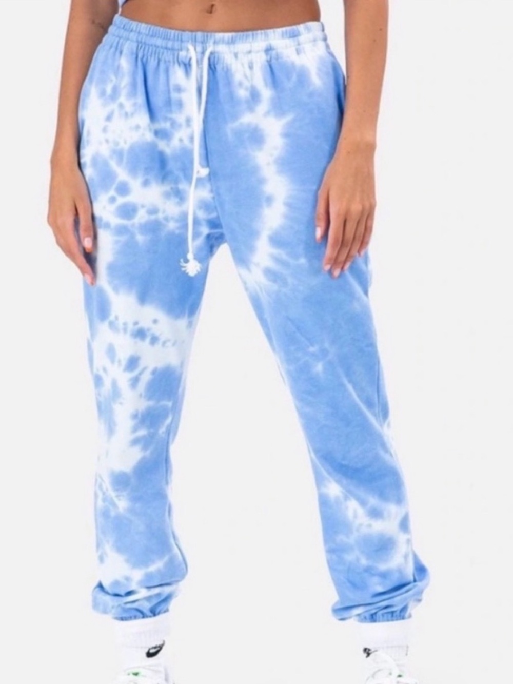 Adika Blue and White Tie-Dye Drawstring Joggers